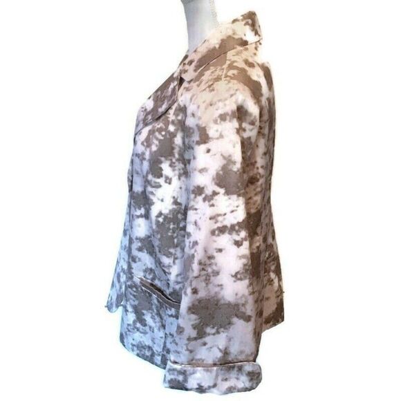 Robert Kitchen Canada Womens Blazer Jacket White and Taupe Button Size 14 Care - Picture 3 of 9